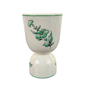 VTG Fondeville Chanticleer Ware Double Egg Cup Strasbourg Pattern Green Floral